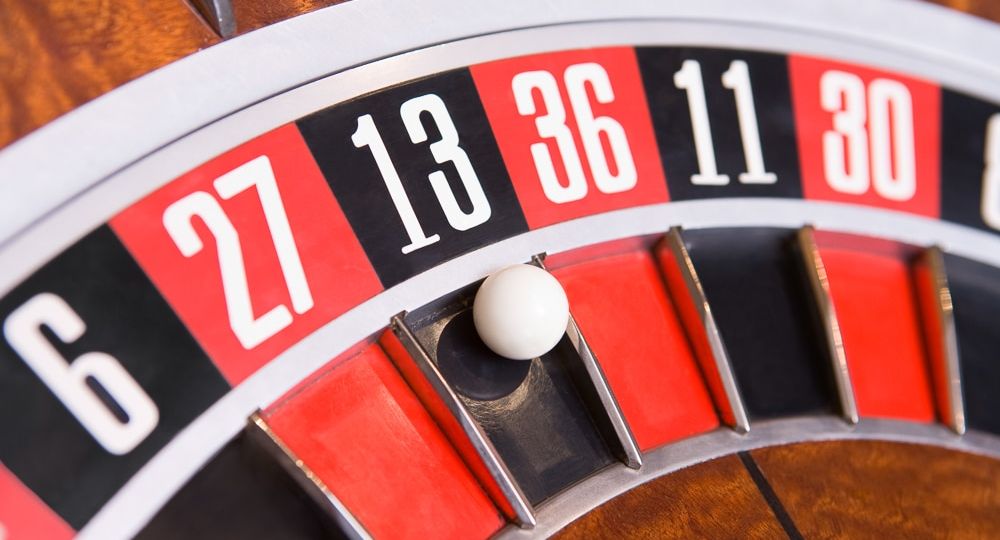 Close up of ball on roulette wheel